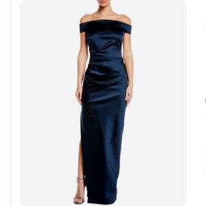 MILLY Ally Off-the-Shoulder Gown in Italian Stretch Satin